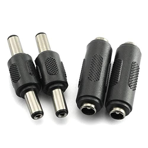 RLECS 2pcs DC 5.5x2.1mm Male to Male Power Plug Connector & 2pcs DC 5.5x2.1mm Female to Female Power Jack Connector Adapter for CCTV