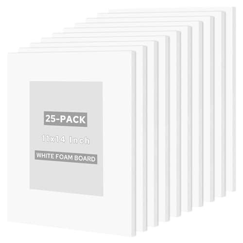 Golden State Art 25 Pack 11x14 Foam Boards 1/8 Inch Thickness White Foam Poster Boards for Presentation Signage Sheet for School Crafts Office Art Projects