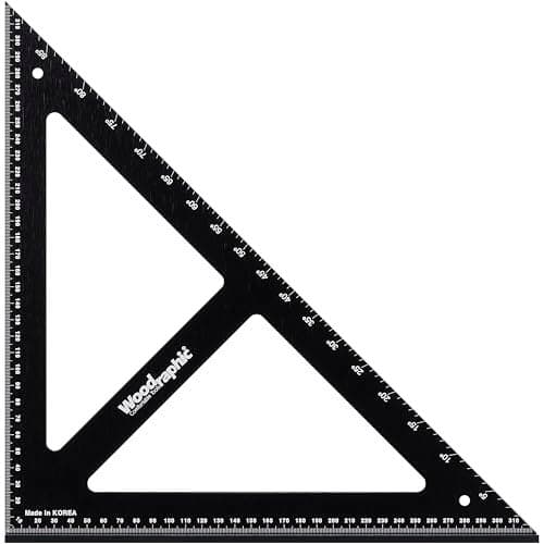 Woodraphic 300mm Carpenters Square CNC Aluminum Metric Layout Tool for Cabinetmaking Panel Framing and Precision 90 Marking in Woodworking Projects
