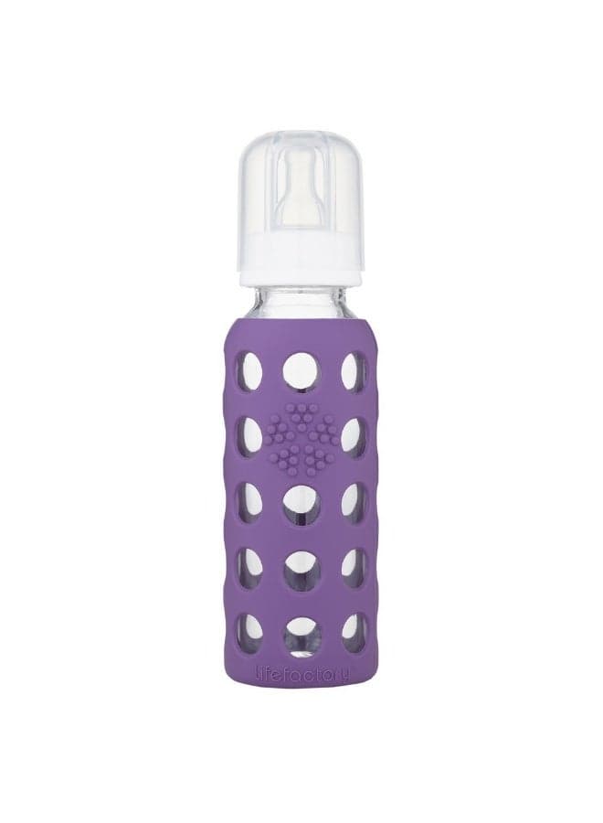 Lifefactory 9oz Glass Baby Bottle 2pk Bundle with 2 Stage 3 Nipples (Grape/Raspberry)