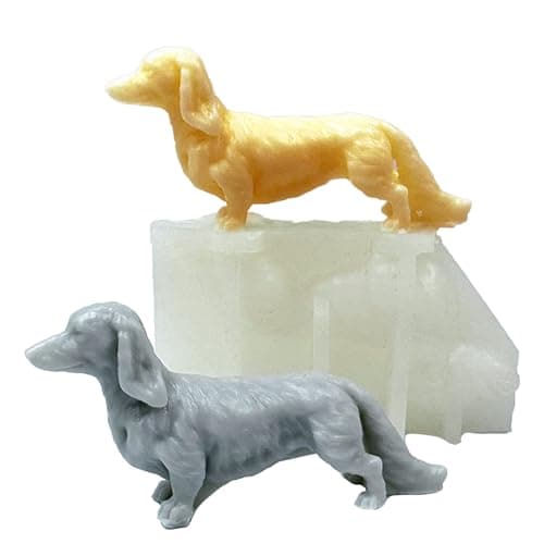 Wehous 3D Dachshund Silicone Mold Dog Animal Epoxy Resin Casting Molds Vivid Dog Silicone Concrete Plaster Ornament Molds Unique Pendant Car Freshie Keychain Molds for Resin Art Craft Home Decor