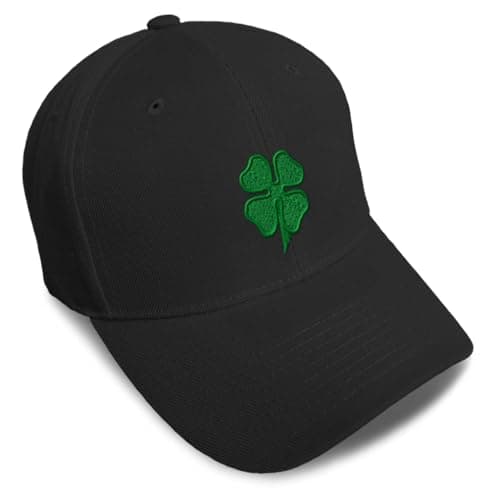 Custom Baseball Cap 4 Leaf Clover Embroidery St Patrick's Day Acrylic Dad Hats for Men & Women Black Design Only