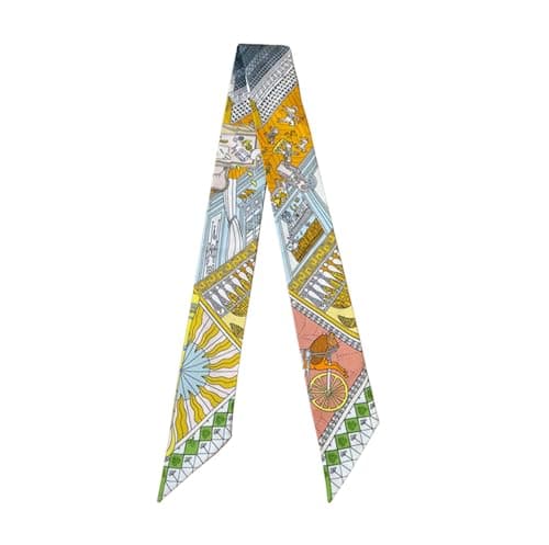 JERLA 100% Mulberry silk Scarf Head Hair Ribbon Handbag Handle wrap Tie Bundle Neckerchief Scarf for women (Rare jewels orange)