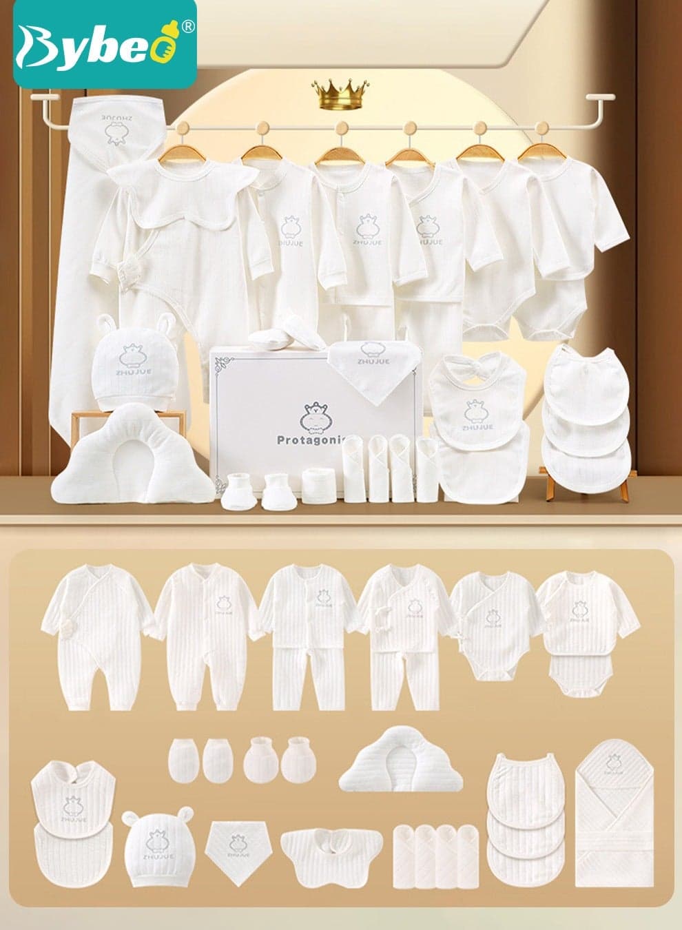 28PCS Newborn Baby Gift Set, Newborn Layette Gift Set for Boys and Girls, Babies Essential Clothes Accessories with Baby Blanket, 100% Premium Cotton, for Spring Summer Autumn Winter