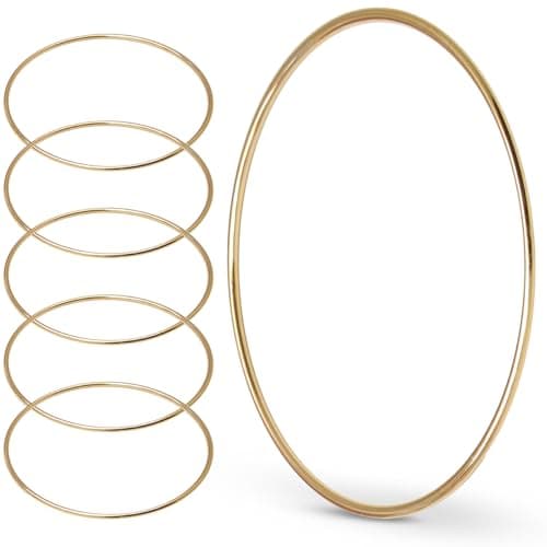 PHITUODA 10pcs 5 Inch Dream Catcher Rings Gold Metal Rings Floral Hoops Metal Craft Rings for DIY Dream Catchers Wedding Wreath Decor Wall Hanging Crafts