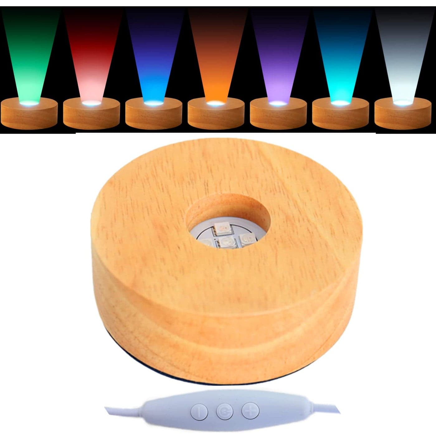 EUSTUMA LED Light Base Wood Display Stand in A Variety of ColorsSuitable for Glass Crystal Spherical ArtworkHoliday Party Decoration10 modes adjustable light brightness