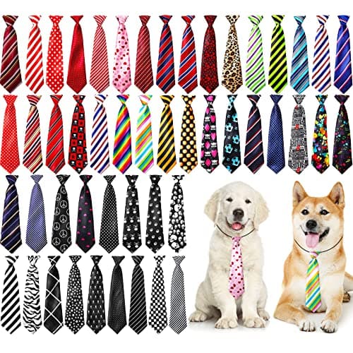 Reginary 50 Pcs Large Dog Neck Ties Bulk, Adjustable Pet Collar Grooming Neckties for Medium Large Dogs Wedding Daily Wearing Birthday Holiday Party Gift Favor Neck Accessories