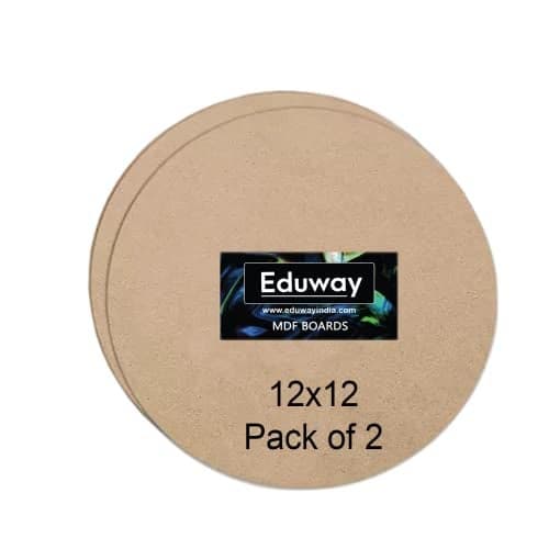 Eduway® 12 Inch Round MDF Board for Mandala, Lippan, Resin Art & Craft, 4mm Thick,Pof 2 Premium Cardboard Material for Artists, Art & Craft - Hard Cutout in Small and Large Sizes (30x30 cms)