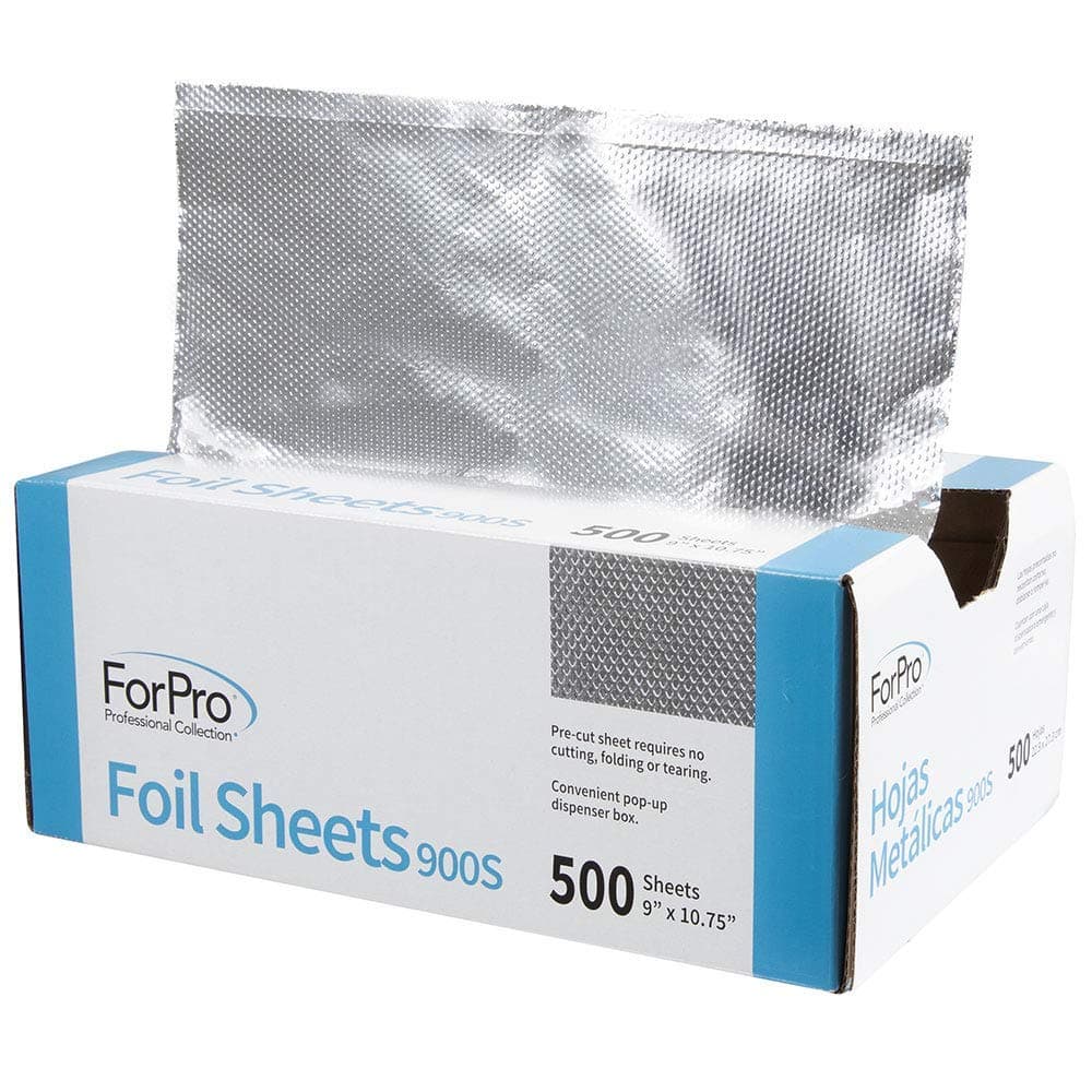ForPro Professional Collection Embossed Foil Sheets 900S, Aluminum Foil, PopUp Dispenser for Hair Color Application and Highlighting, Food Safe, 9” W x 10.75” L, 500 Count