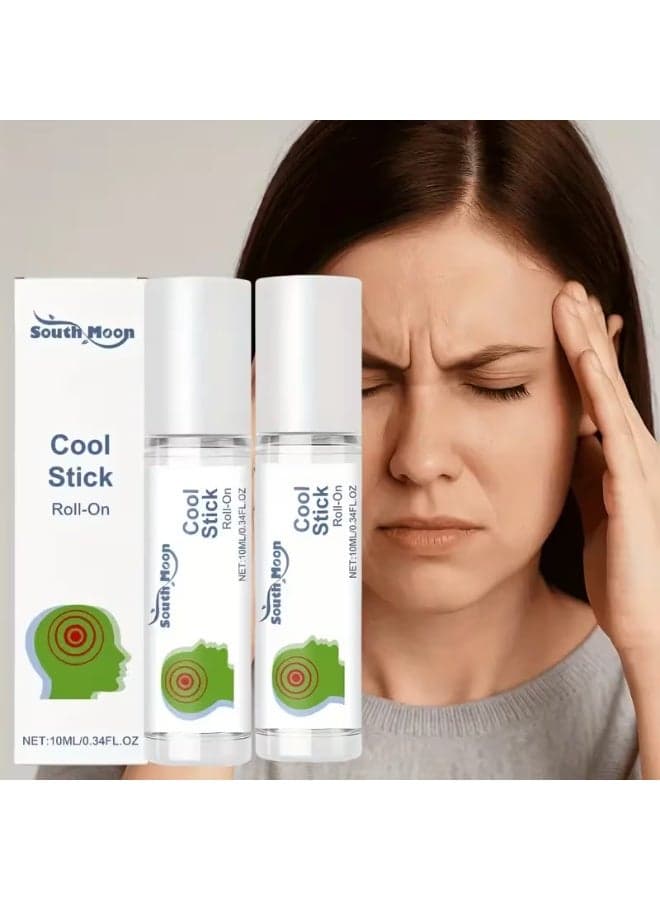 South Moon Cool Stick Roll-On Double Pack 2PCS Cooling Essence 10ml Each, Instant Cooling Relief for Headaches and Fatigue, Travel-Friendly Wellness Companion with Long-Lasting Freshness