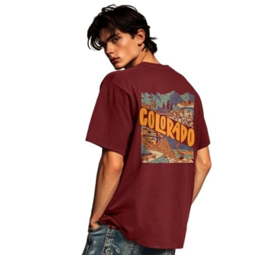 NOBERO Cotton Men's Solid Oversized Fit T-Shirt (1M-TWRT-C0694_Wine Red, XL