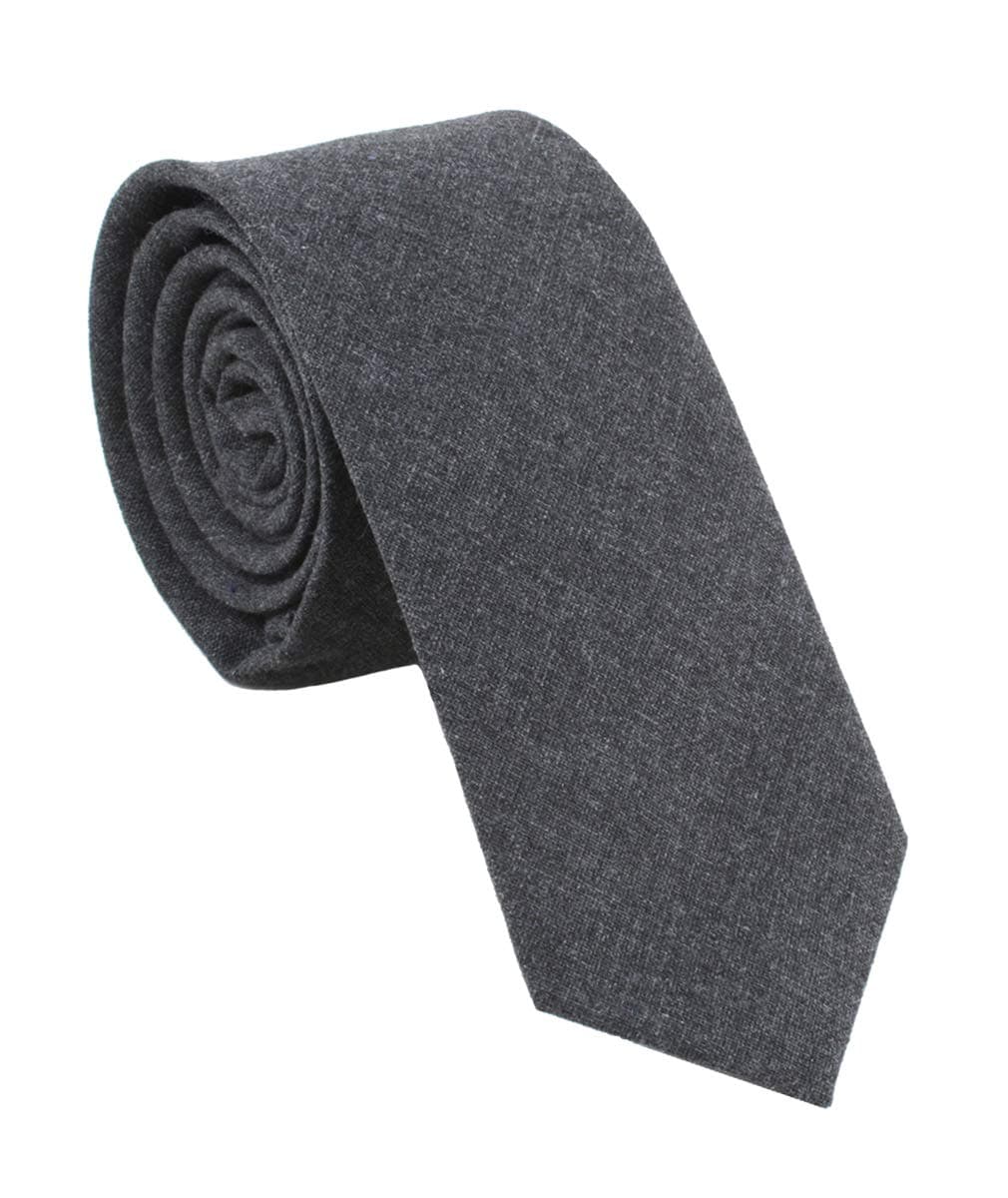 LEVAO Men's Cotton Skinny Necktie Solid Color Tie 210453 Chambray-Grey