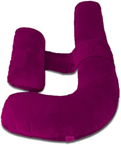 Moms Moon Pregnancy Pillow Maternity Body Pillow for Sleeping with Body Pillow Cover 55inch H Shaped Pregnancy Pillow for Pregnant Women Wine Velvet