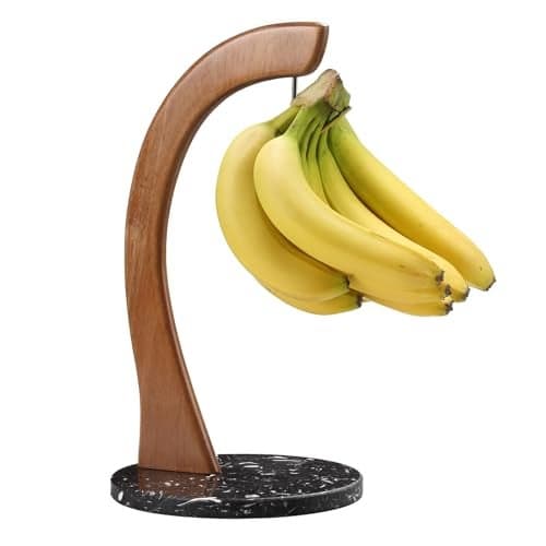 everous Banana Holder, Marble Banana Stand With Stainless Steel Hook None slip banana holder banana rack banana tree stable banana hanger