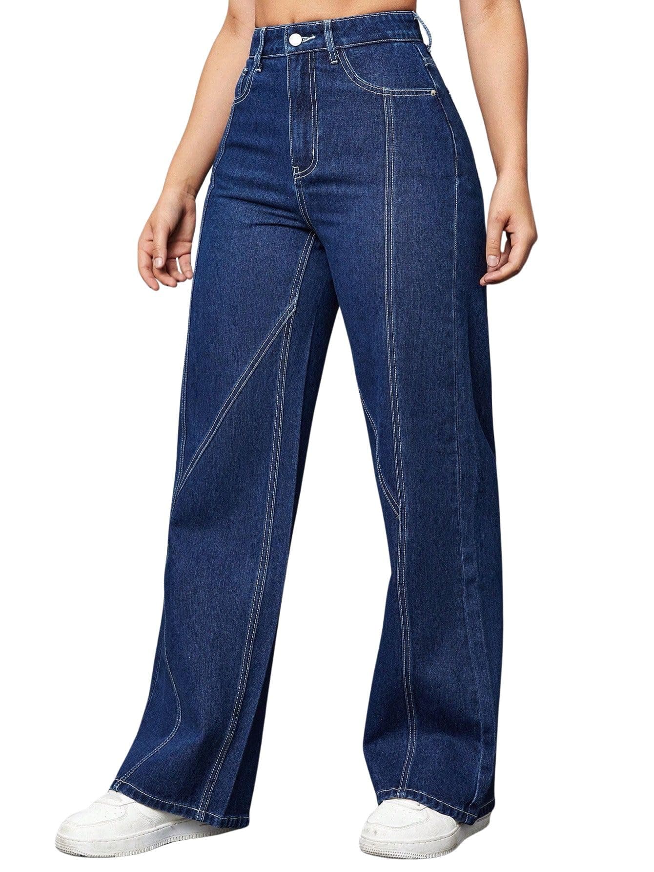 GRECIILOOKS Women Cotton Blend Casual Regular Fit High Rise Jeans (Dark Blue, 26)