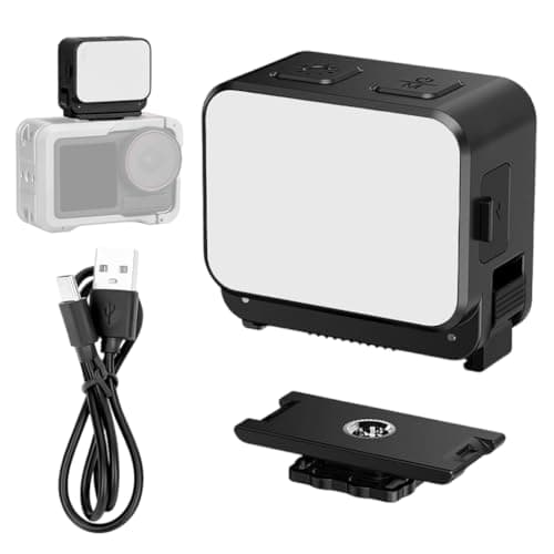 ZORBES®Compatible with DJI Osmo Action Camera, 3-Color LED Fill Light, Quick Release Magnetic Fill Light with Cold Shoe Adapter, 600mAh Outdoor Waterproof Photography Light, 4.5x4.5x2.3cm