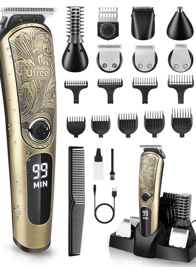 Gifts for Men, Beard Trimmer with Charging Stand, IPX7 Waterproof Electric Razor Shavers for Men, Clippers for Hair Cutting, Mens Grooming Kit for Mustache Nose Facial Body