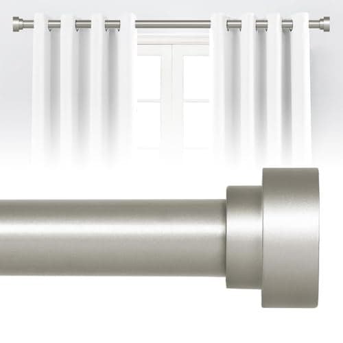Silver Curtain Rods for Windows 48 to 84 Inch(4-7ft), 1 Inch Diameter Heavy Duty Curtain Rods, Adjustable Curtains Rod, Modern Decorative Drapery Rod, 30-84" Antique Silver
