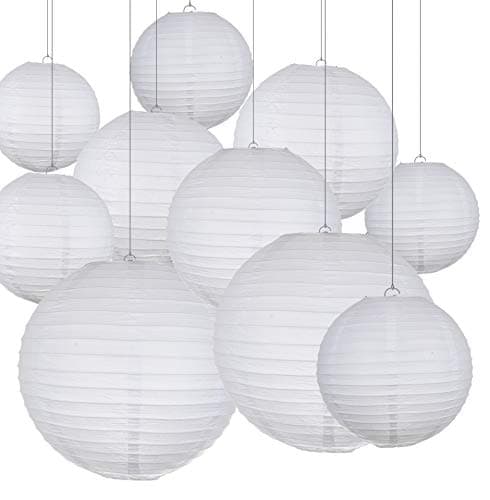 SELPONT inese White Hanging Paper Lantern in 4 6 8 10 12 Great for Wedding and Party Decorations