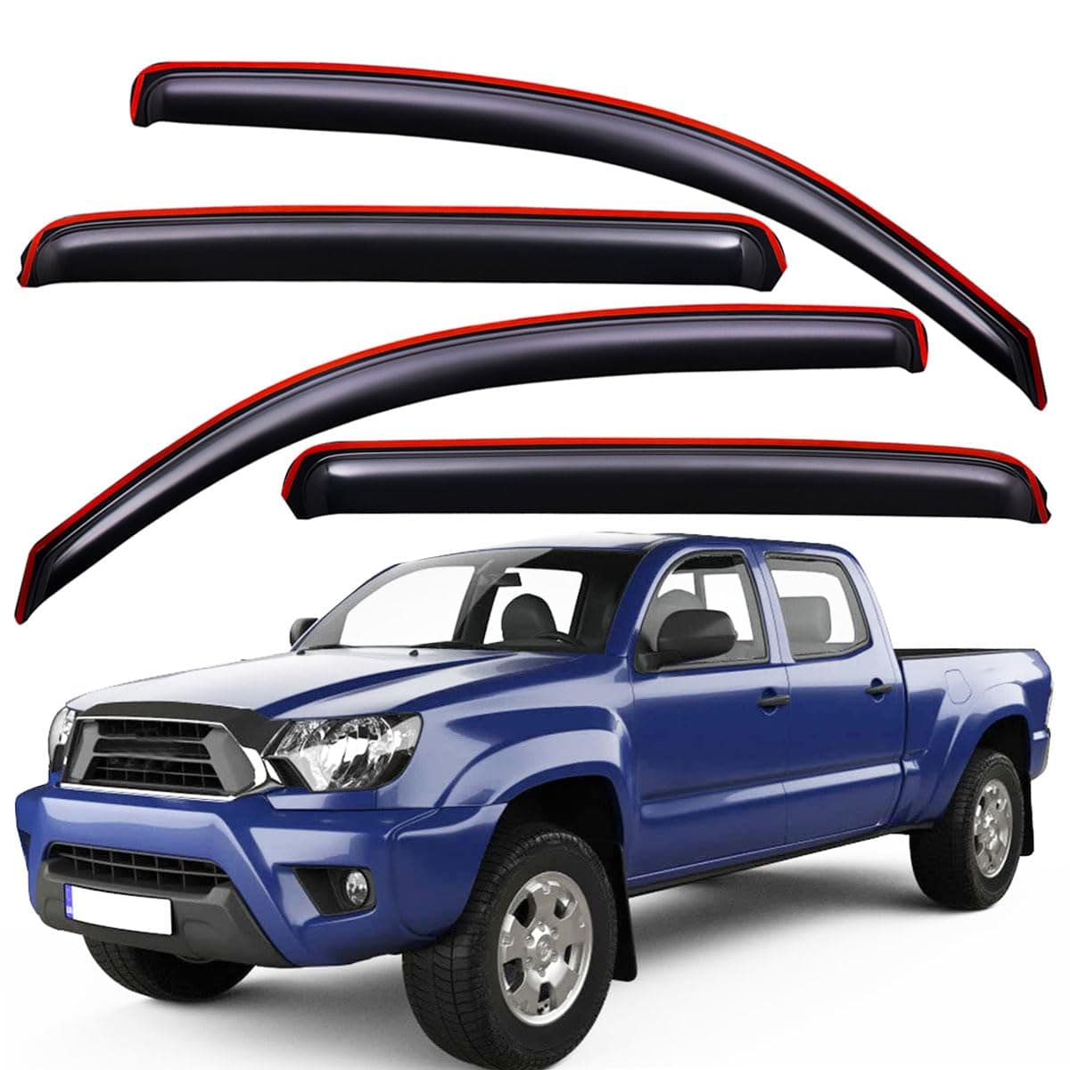Lightronic Extra Durable Clipon inChannel Auto Vent Window Visor Fits 20052015 Toyota Tacoma Double Cab UV Protection Rain Guard Original Wind Deflector NoDrill Install Dark Smoke 4Pcs