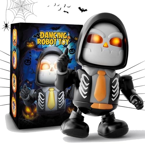 Halloween Sensory Skeleton Dancing Toys Plays Spooky Music and Features Light Up Eyes Perfect Halloween Party Decoration and Favor Fun Interactive Gifts for Kids Adults