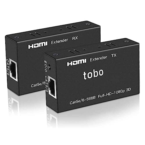 Tobo Latest HDMI Extender 60m RX Receiver and TX Transmitter HDMI Repeater Over Cat5e, Cat6 Support Video Output Upto 1080p/720p/480p,3D-TD-573H (Pack of -1)