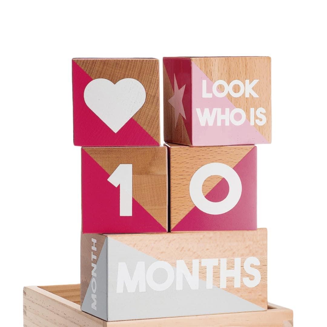 Tykeroo Baby Monthly Milestone Blocks Cute Nursery Decor Lovely Newborn Photography Props Baby Shower Gifts Pink Gray