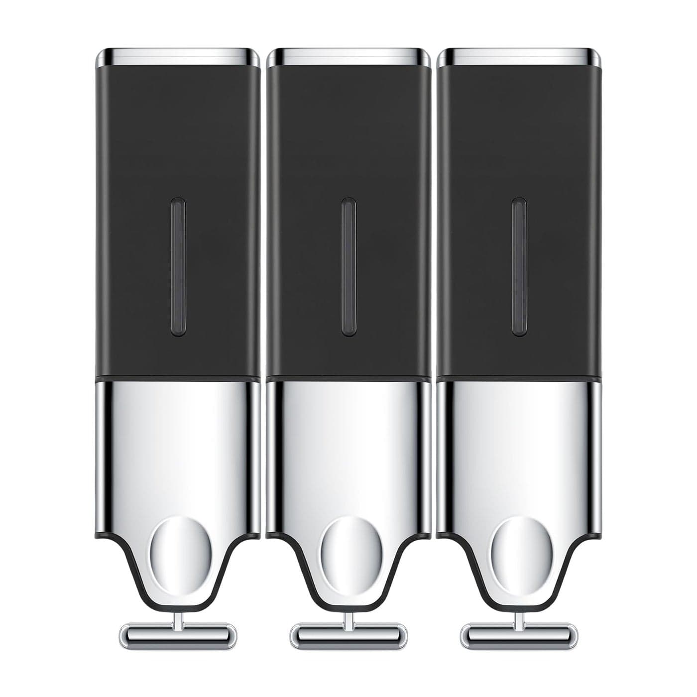 EHORIA 3in1 Quadrate Dispensers for The ShowerShower soap DispenserConditioner Dispenser Shampoo DispenserNo Drilled Wall Mounted DistributorHotelBathroomHome Triple Black