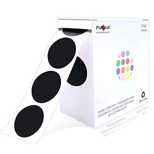 PARLAIM 1" Black Round Color Coding Circle Dot Labels on a Roll, 1000 Stickers, 1 inch Diameter.