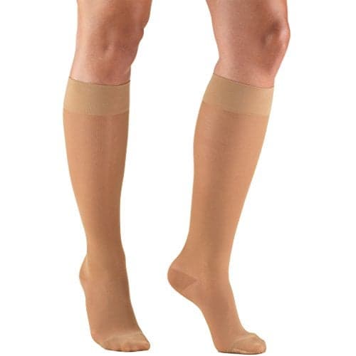 Truform Sheer Compression Stockings, 15-20 mmHg, Women's Knee High Length, 20 Denier, Beige, Large