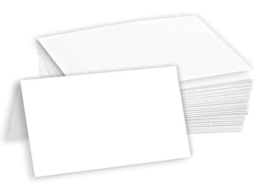 Hamilco Blank Tent Name Place Table Cards 3 1/2" x 2" Folded Card Stock - White Cardstock Paper 80lb Cover - 100 Pack