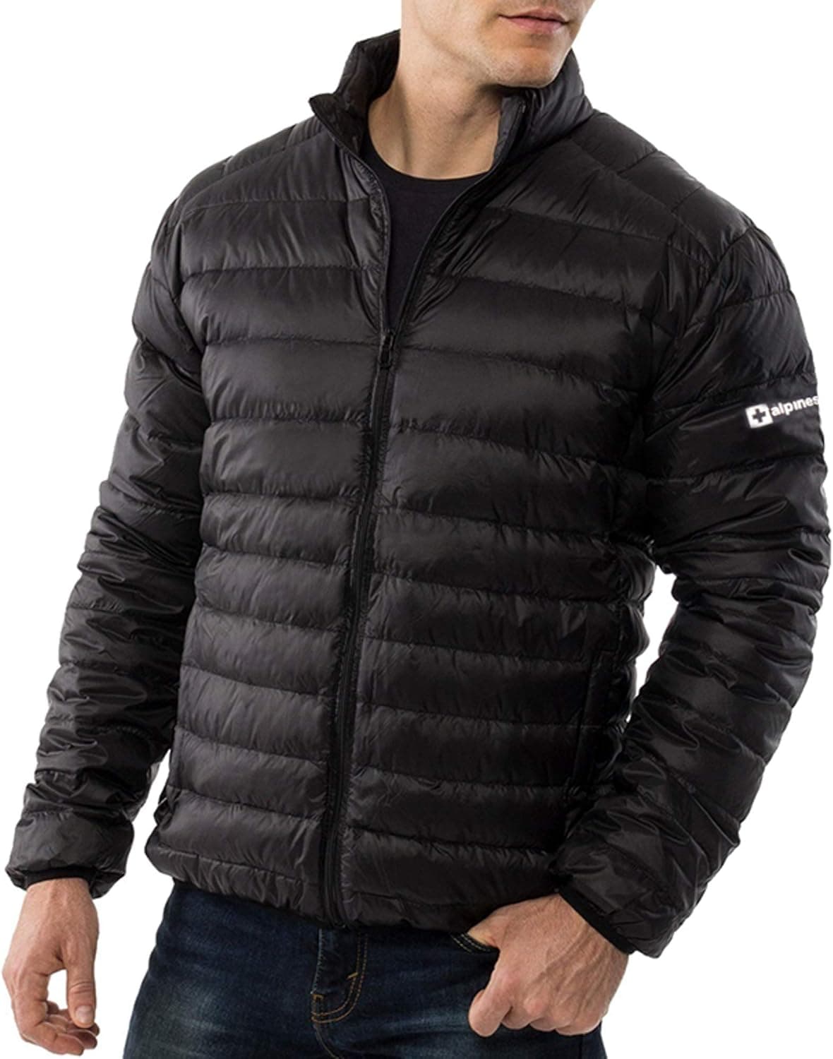 Alpine Swiss Niko Men's Down Alternative Puffer Jacket - Packable, Warm Insulation, Lightweight - Black, 2XL