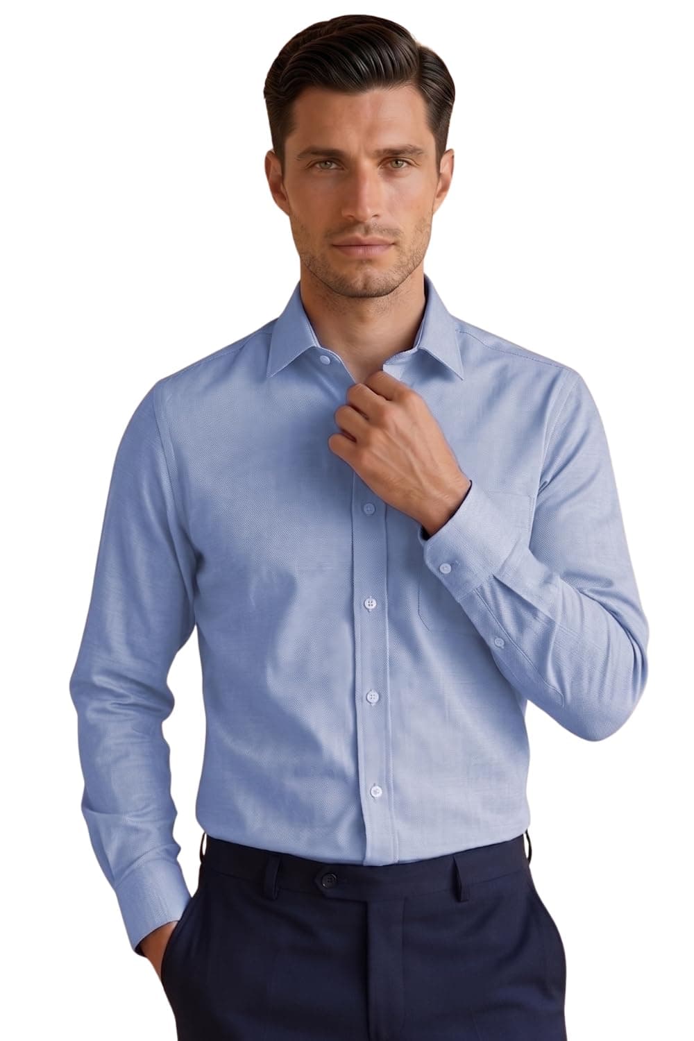 Louis Philippe Cotton Men's Slim Fit Shirt (LPSFMSLFS89743_Blue, 42