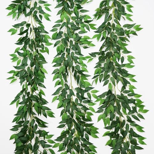 VOELIGT 3 Strands Artificial Italian Ruscus Vines 78 Silk Italian Ruscus Greenery Garland with Green Leaves Faux Greenery Vines Stems for Table Centerpieces Wedding Arch Flowers Home Decor