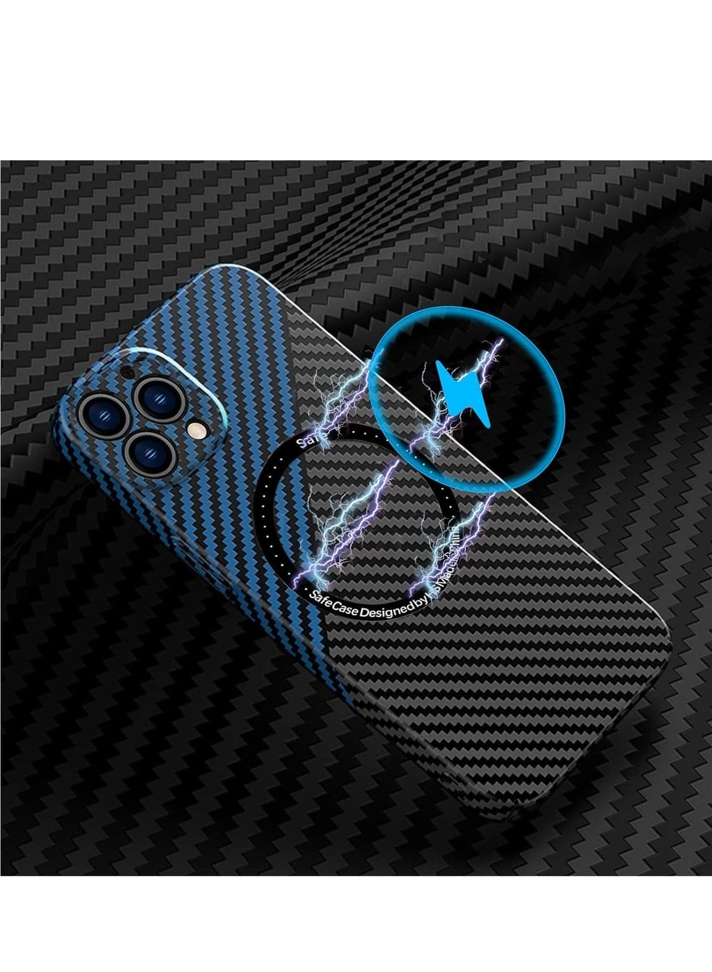 Case for iPhone 15 Pro Max, Compatible with M'a-g Sa-fe Wireless Charger Case, Built-in Magnetic, Rugged Shockproof Phone Cover for iPhone 15 Pro Max (15 Pro Max, Black Blue)