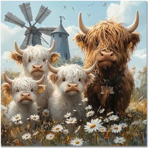 Highland Cattle Cross Stitch Kits for Adults Embroidery Kits for Beginners Adults11 CT Patterns Dimensions Counted Cross Stitch Kits for Adults Arts Craft 138x138 inch