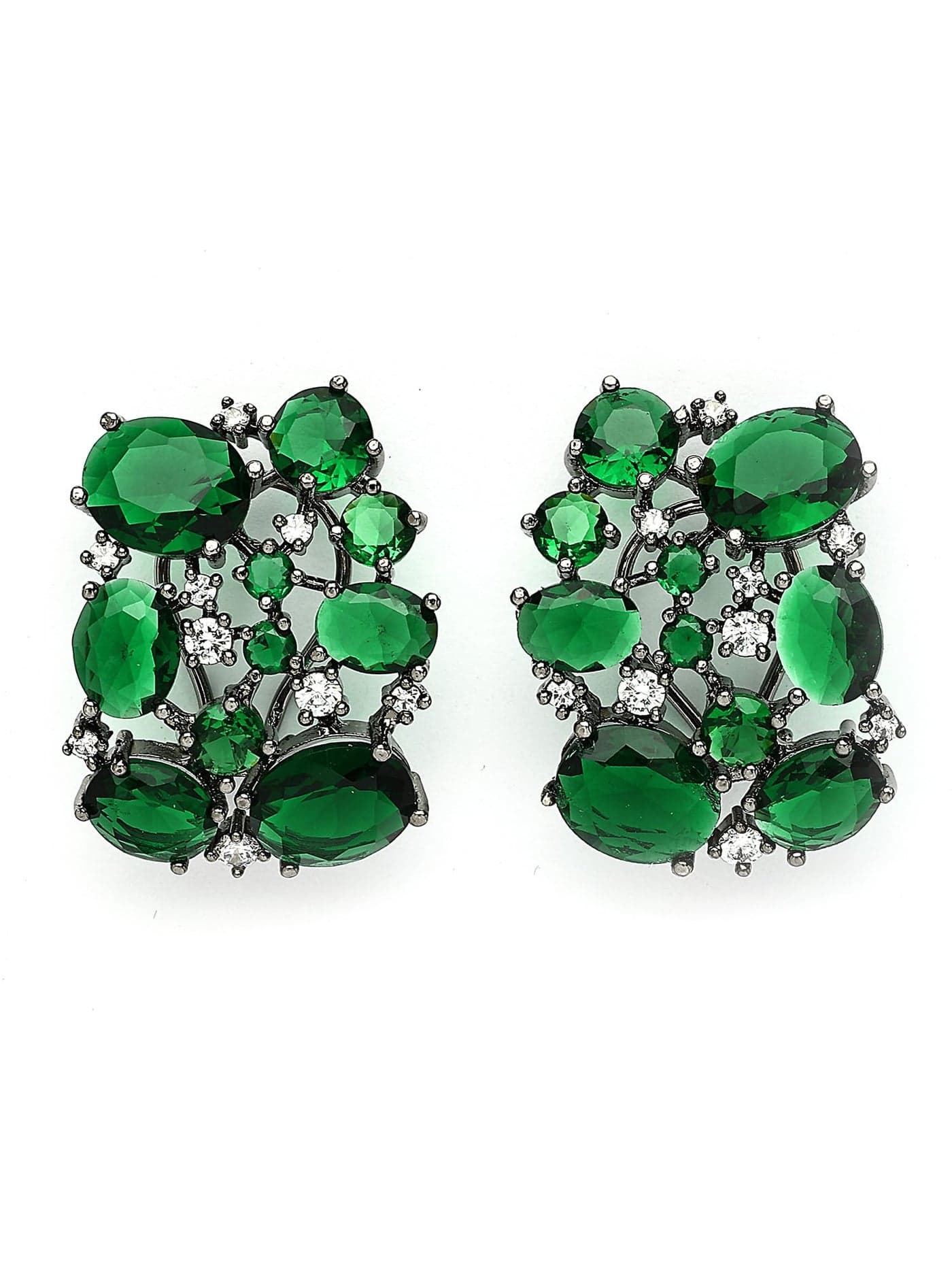 Karatcart Glamorous Green American Diamond Stone Stud Earrings for Women
