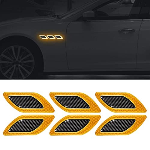 Allure Auto® Carbon Fiber Graphic Car Reflective Sticker,Warning Sign Bumper Door Fender Hood Anti-Scratch Cover Decal(Yellow) for Renault Duster