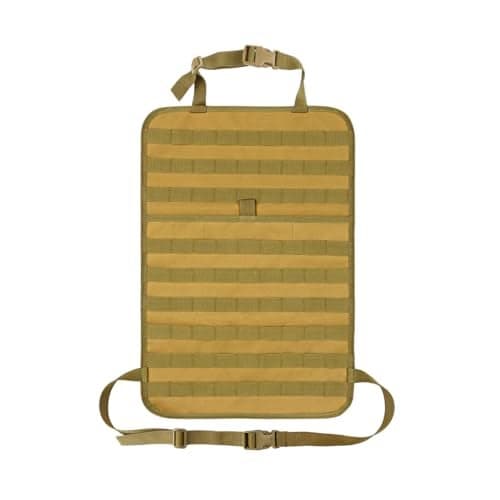 MUQIDA Car Seat Back Organizer Tactical MOLLE Sag Proof Vehicle Panel Backseat Cover Protector Universal Molle Nylon Storage Bag Seat Back Hanger Pad for Car Truck SUV Pickup Khaki