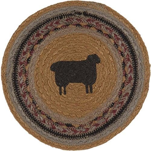 VHC Brands Primitive Tabletop & Kitchen-Heritage Farms Tan Sheep Jute Trivet