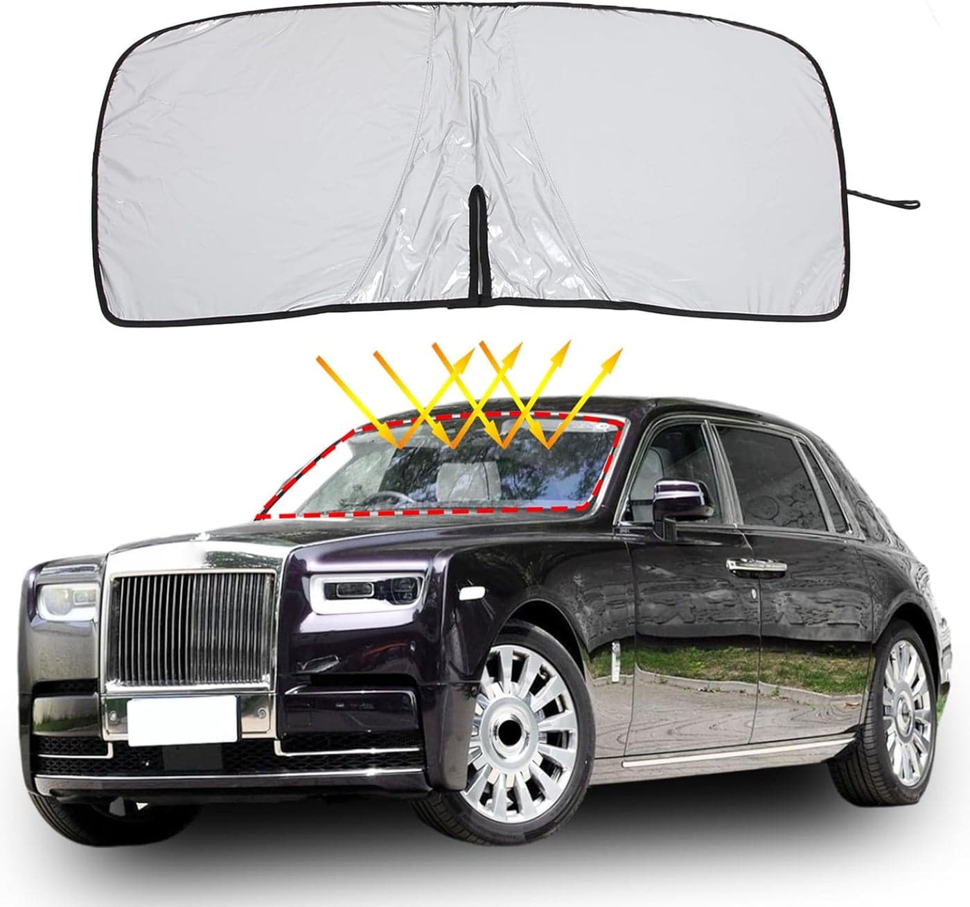 TINKI Windshield Shade for Rolls-Royce Phantom - UV Blocking Sunshade Protector