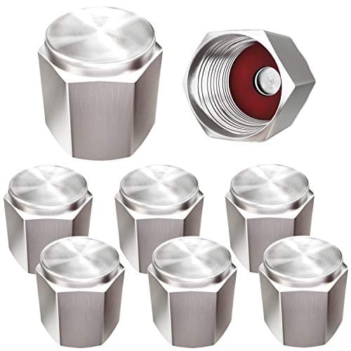 Brass (8 Pack) Tire Valve Caps Silver, Premium Metal Rubber Seal Tire Valve Stem Caps, Dust Proof Covers Universal fit for Cars, SUVs, Bike and Bicycle, Trucks, Motorcycles