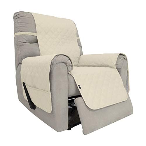 Easy-Going Sofa Slipcover Waterproof Recliner Chair Cover Non-Slip Fabric Couch Cover for Living Room Washable Furniture Protector for Pets Kids Children Dog Cat (Recliner, Ivory)