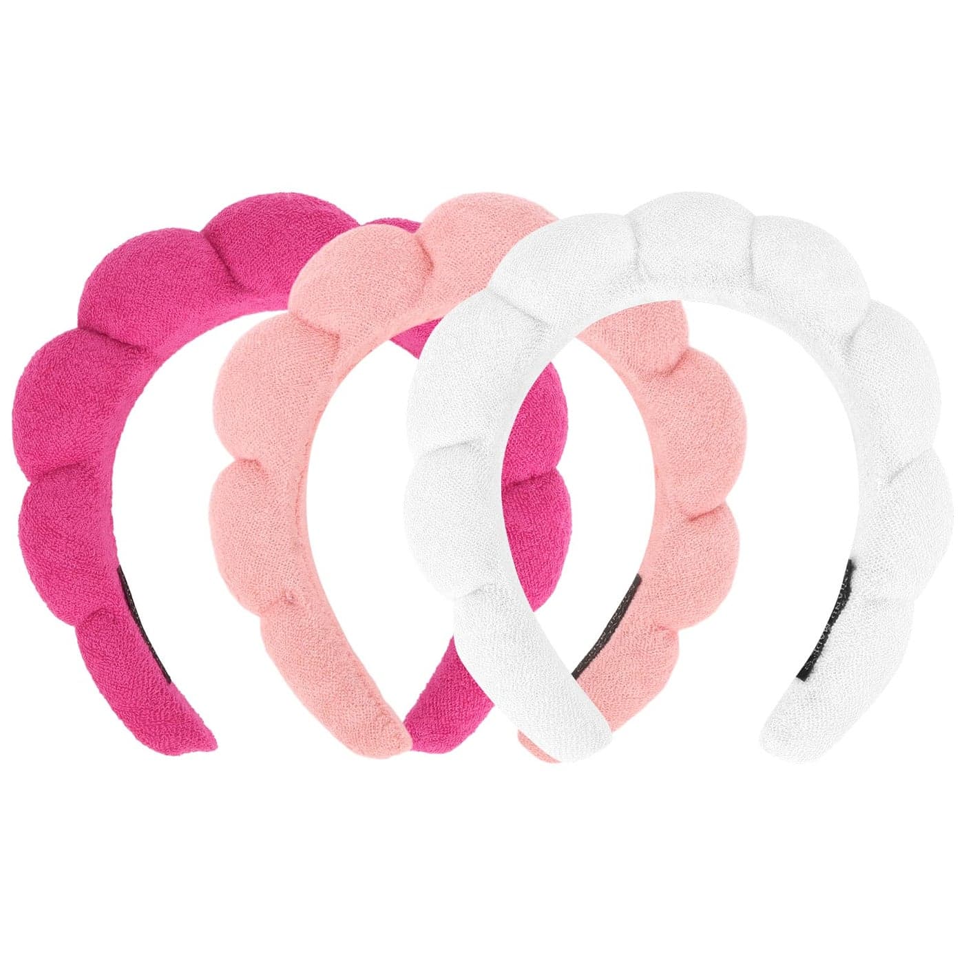 ACO-UINT 3 Pack Spa Headbands - Terry Cloth Puffy Hair Bands for Skincare, Makeup Removal, and Facial Cleansing