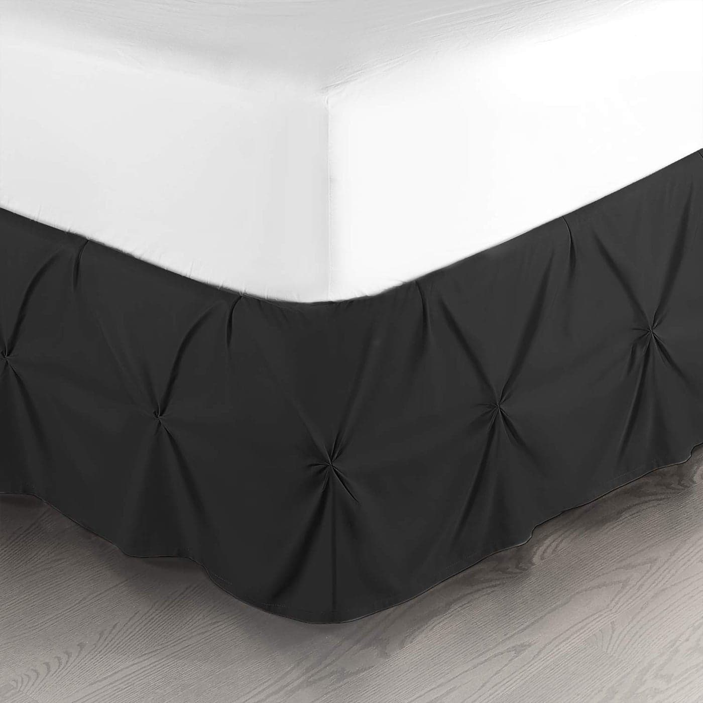 Nestl Black Bed Skirt King Size Pinch Pleat King Bed Skirt 14 Inch Drop King Bedskirt Hotel Quality Black Bed Skirts Premium Microfiber Bedskirt for King Bed Black King Size Bed Skirt