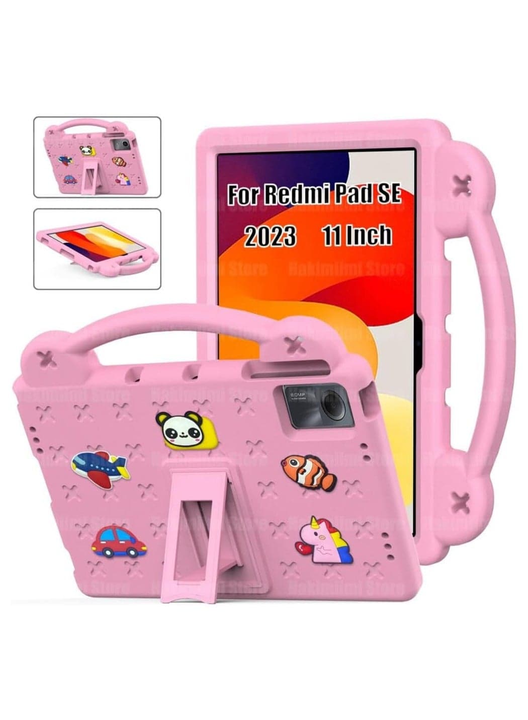 Kids Safe EVA Bear Case Compatible with Xiaomi Redmi Pad SE 11 Inch 2023 Handheld Shockproof Tablet Cover For Redmi Pad SE 11 (Pink)