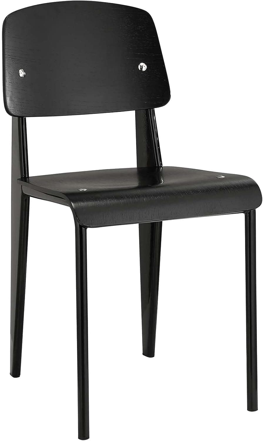 Modway Cabin Modern Wood and Metal Kitchen and Dining Room Chair in Black