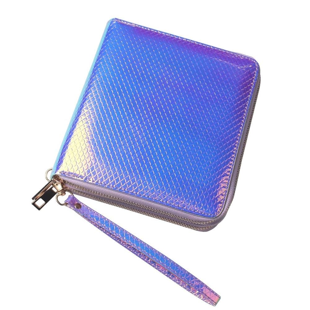 FingerAngel 120 Slots Nail Stamping Plate Holder Case Laser Style Rectangular Manicure Nail Art Plate Organizer with Double Zipper Nail Template Case C