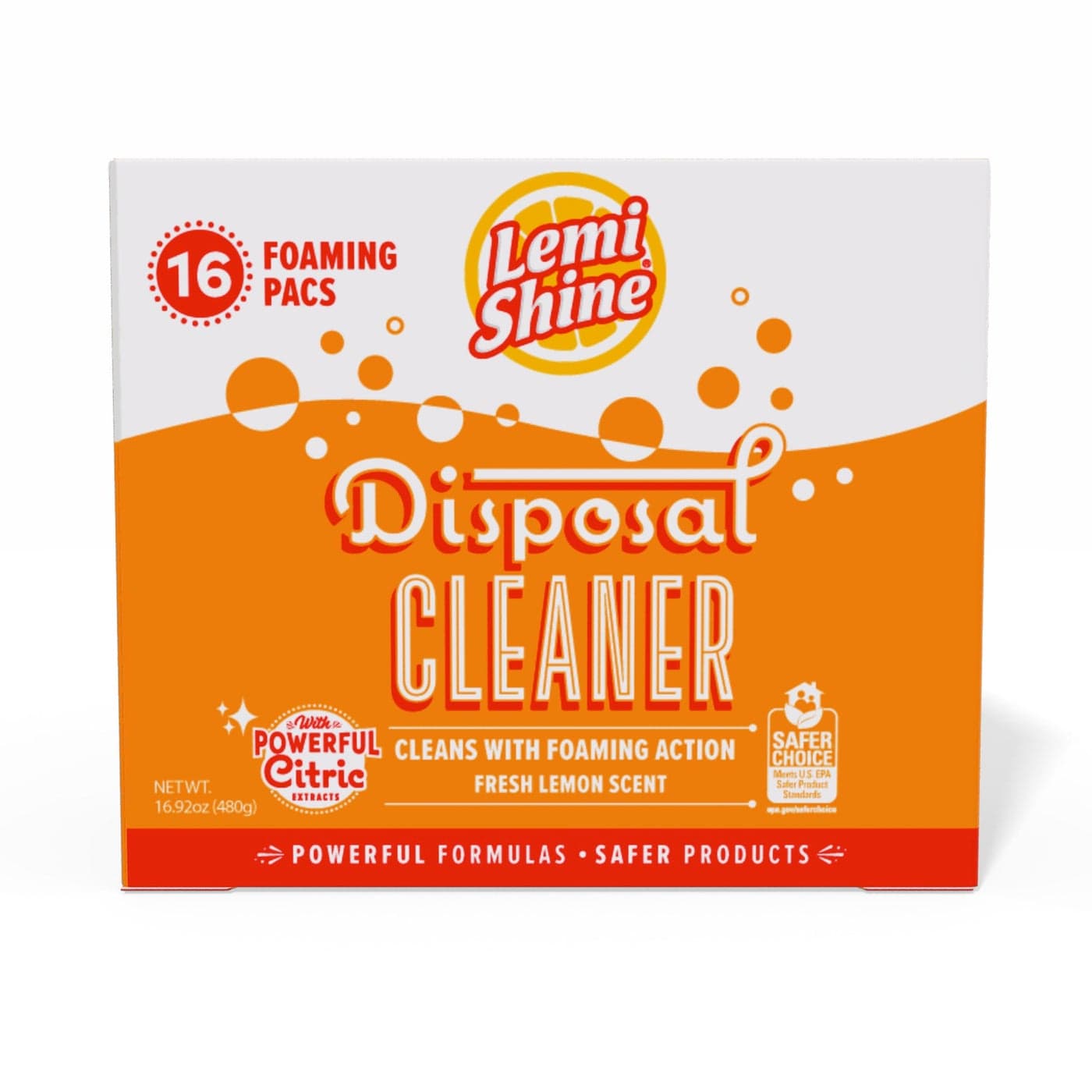 Lemi Shine Foaming Garbage Disposal Cleaner and Deodorizer Powered By Citric Acid | Natural Fresh Lemon Scent (16 Uses)
