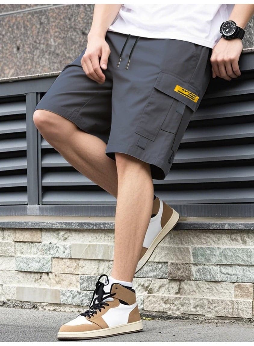 Men's Cargo Shorts Elastic Waist Loose Fit Casual Multi-Pockets Outdoor Hiking Summer Beach Daily Streetwear